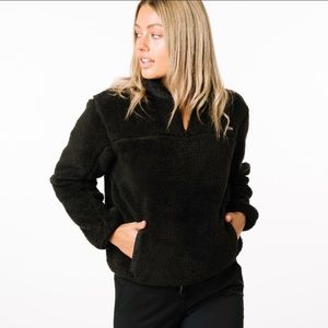 Zyia Black Teddy 1/4 Zip Pocket Jacket NWT Sz Small